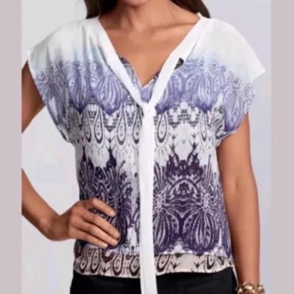 Cabi Chiffon Tie Neck Posh Top